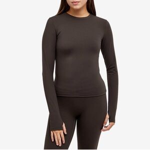 Adanola Longline top long sleeve in coffee brown